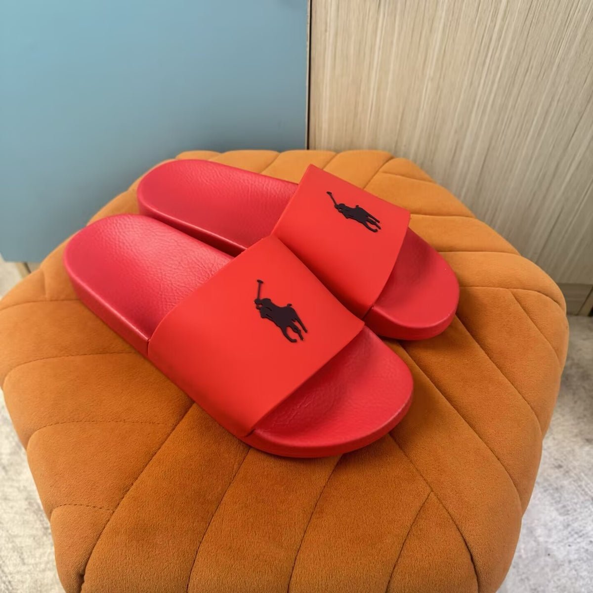 Red Slide Sandals with Embossed Logo - Product image 7