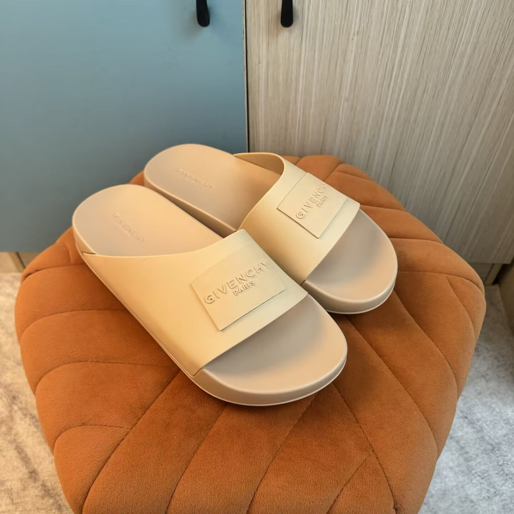 Beige Slide-On Slippers with Quilted Upper - Outsole view