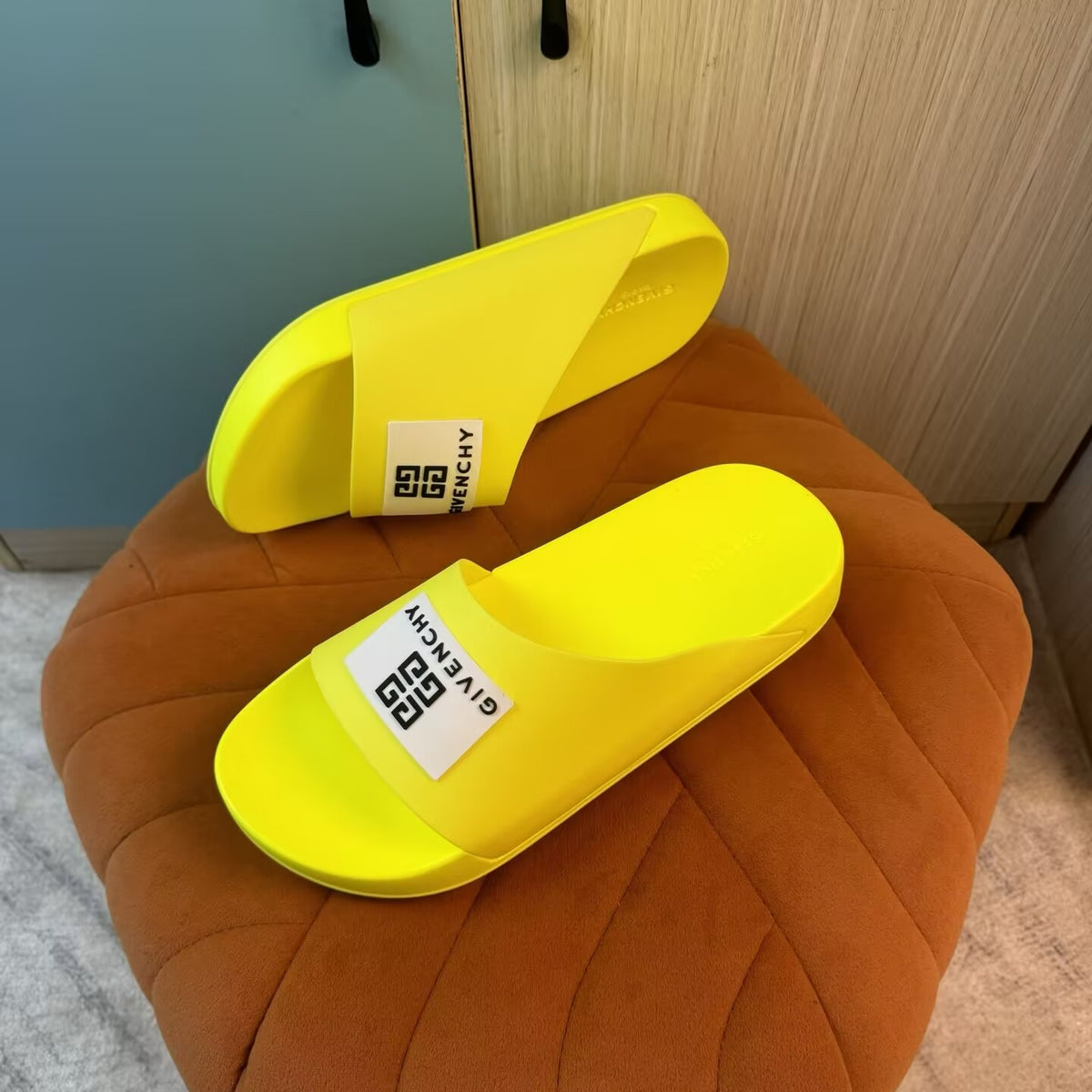 Yellow Open-Toe Slippers with Patterned Strap - Product image 9