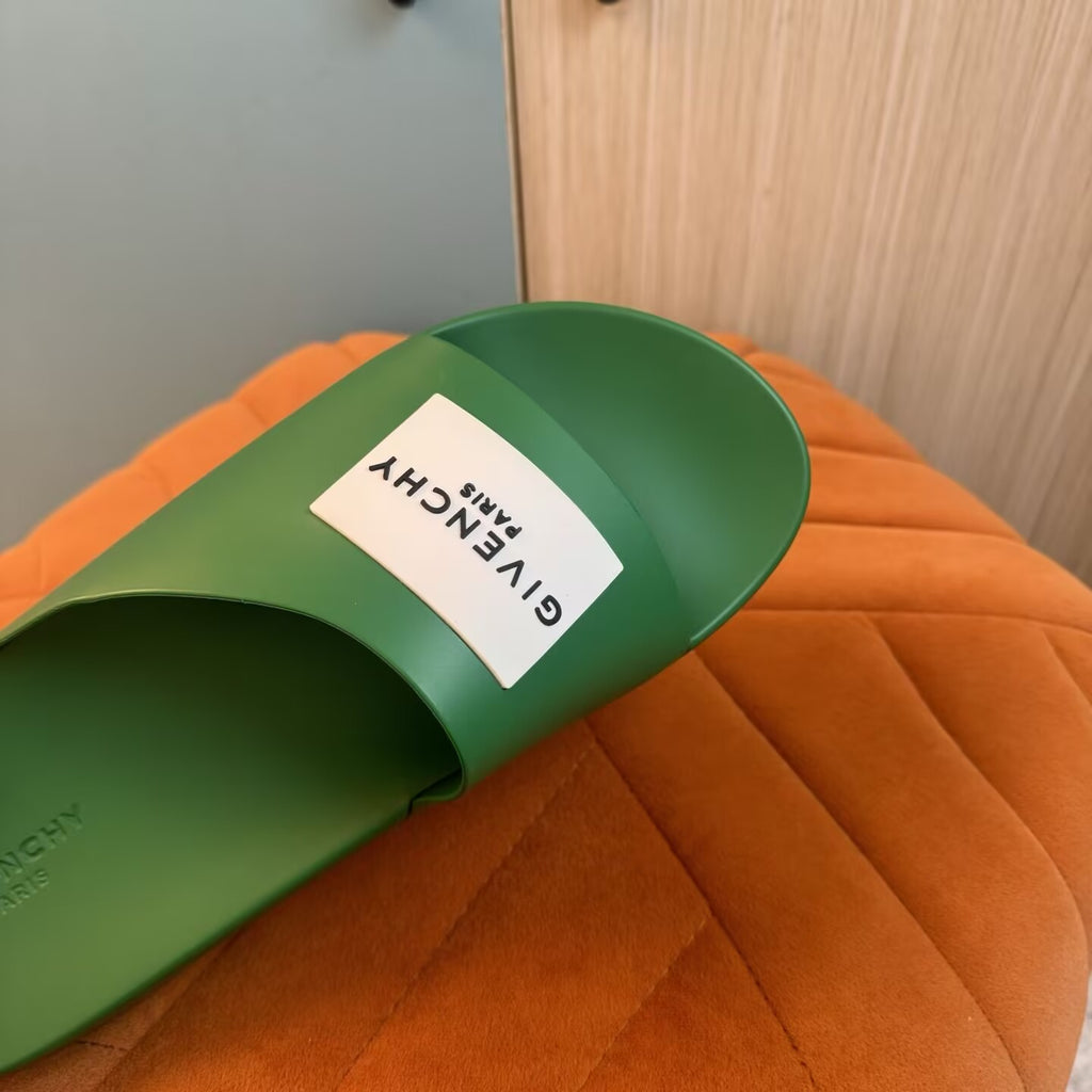 Green Single-Strap Slippers with Chunky Sole - On-foot view