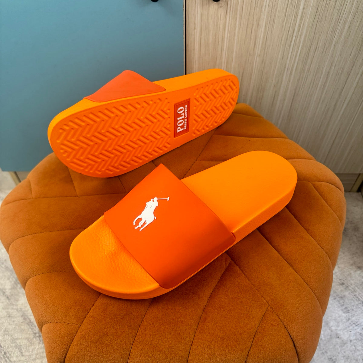 Orange Slide Sandals with White Strap - Product image 8