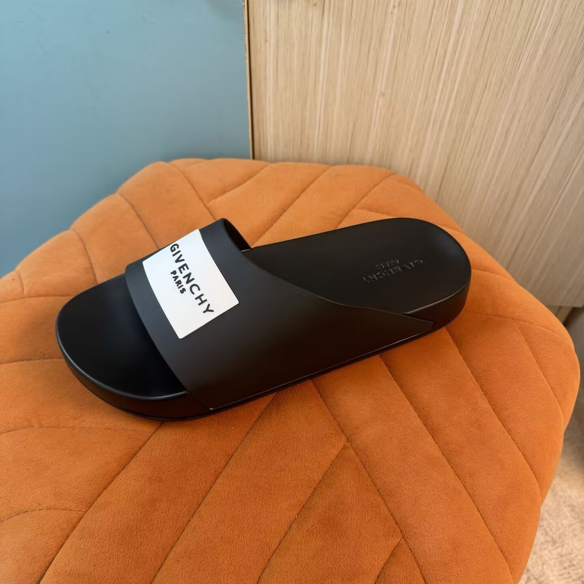 Black Slide Sandals with Embossed Sole - Product image 9