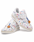 White Multicolor Patterned Sneakers with Thick Sole