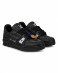 Black Leather Sneakers with Studded Detailing