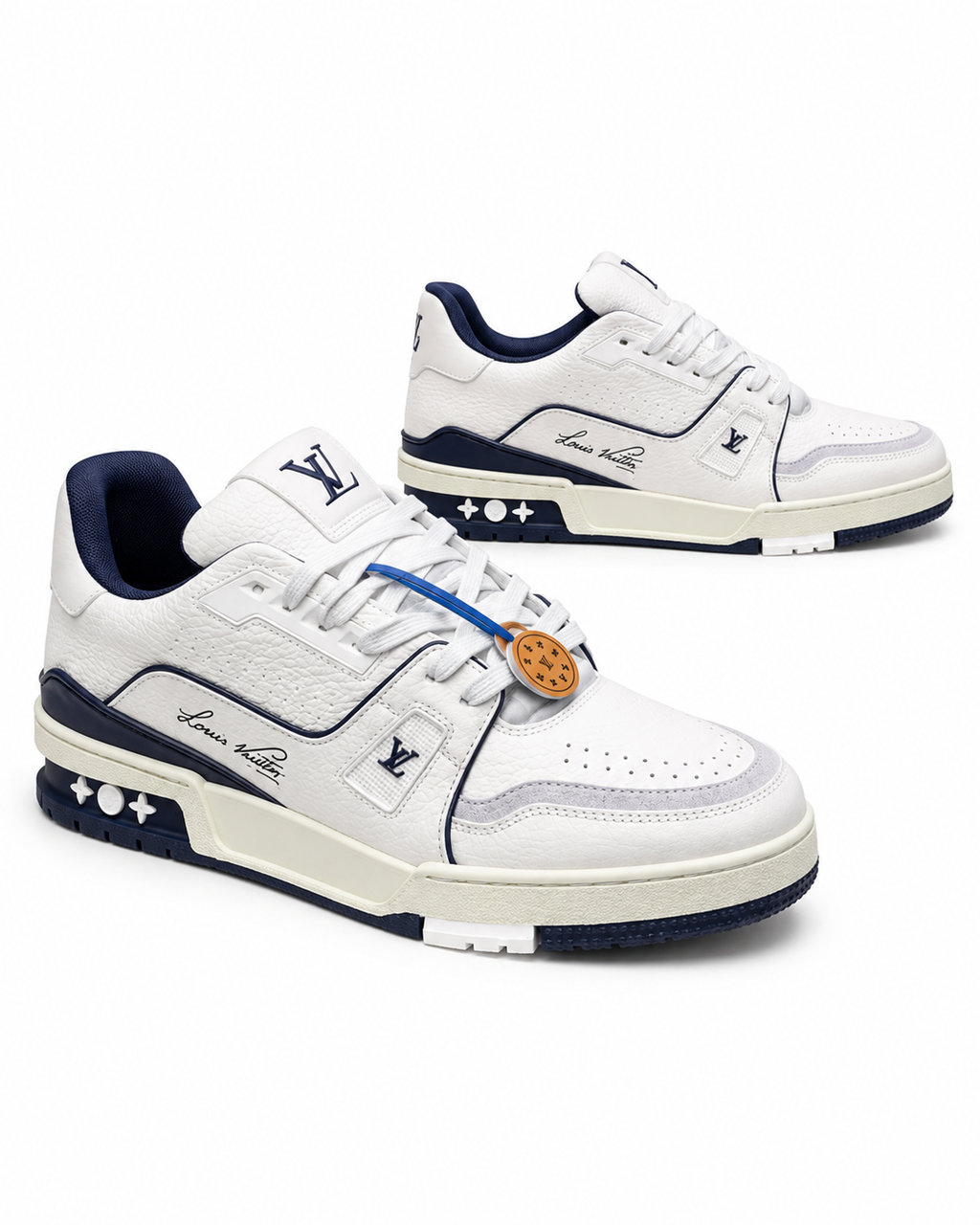 White Low-Top Sneakers with Perforated Toe Cap