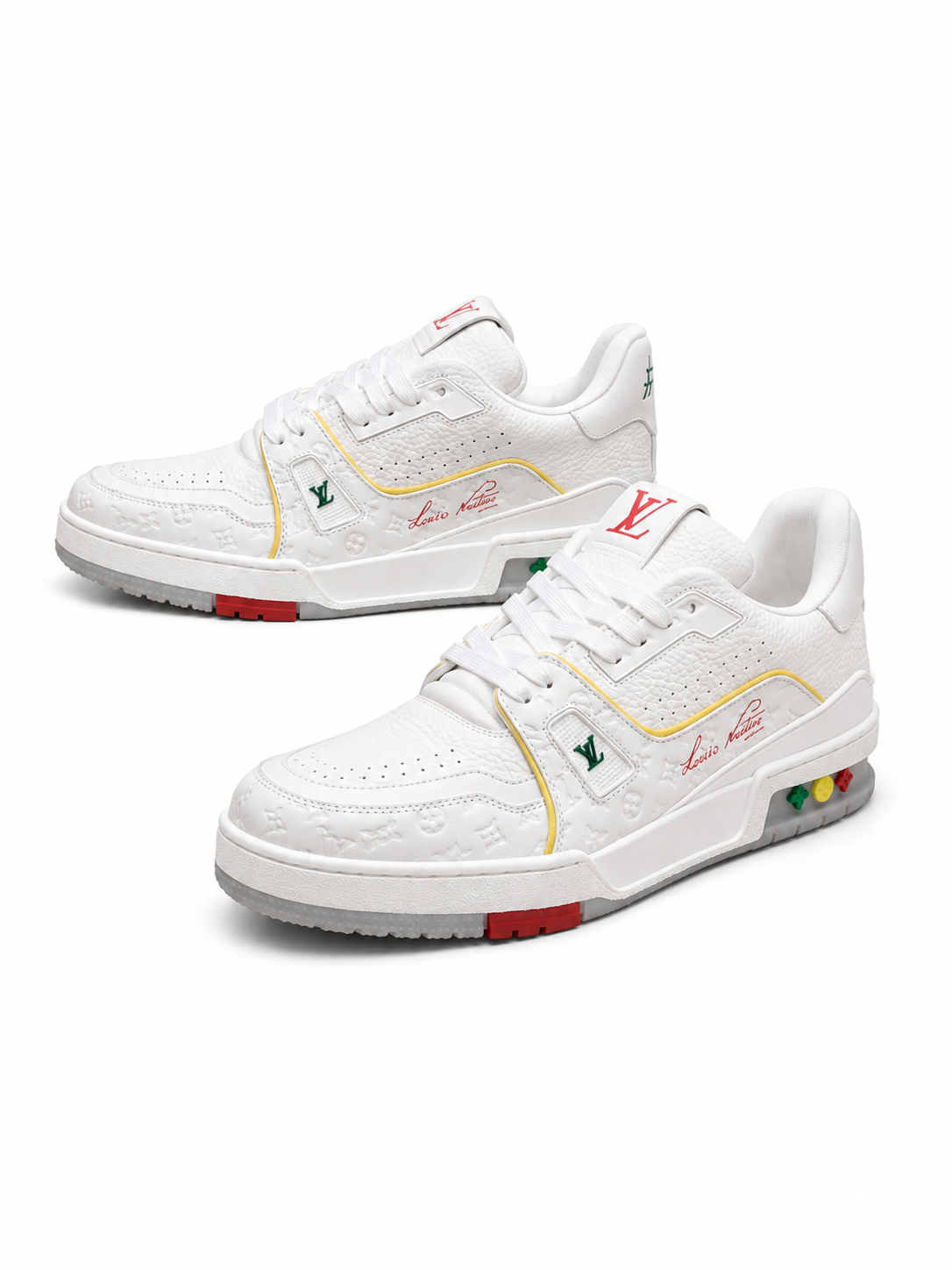 White Low-Top Sneakers with Colorful Sole