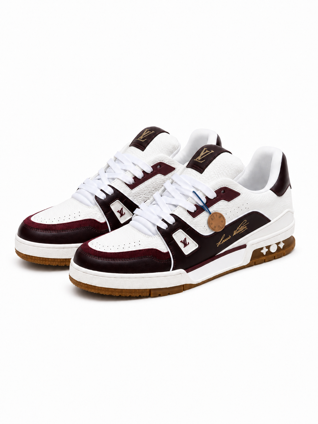 Low-Top Leather Sneakers with Perforated Toe