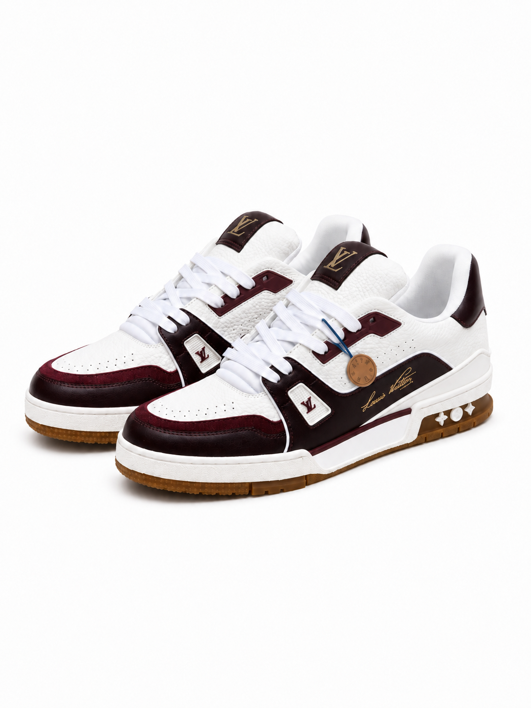Low-Top Leather Sneakers with Perforated Toe