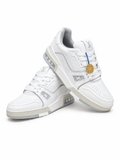 White Casual Lace-Up Sneakers with Air Cushioning
