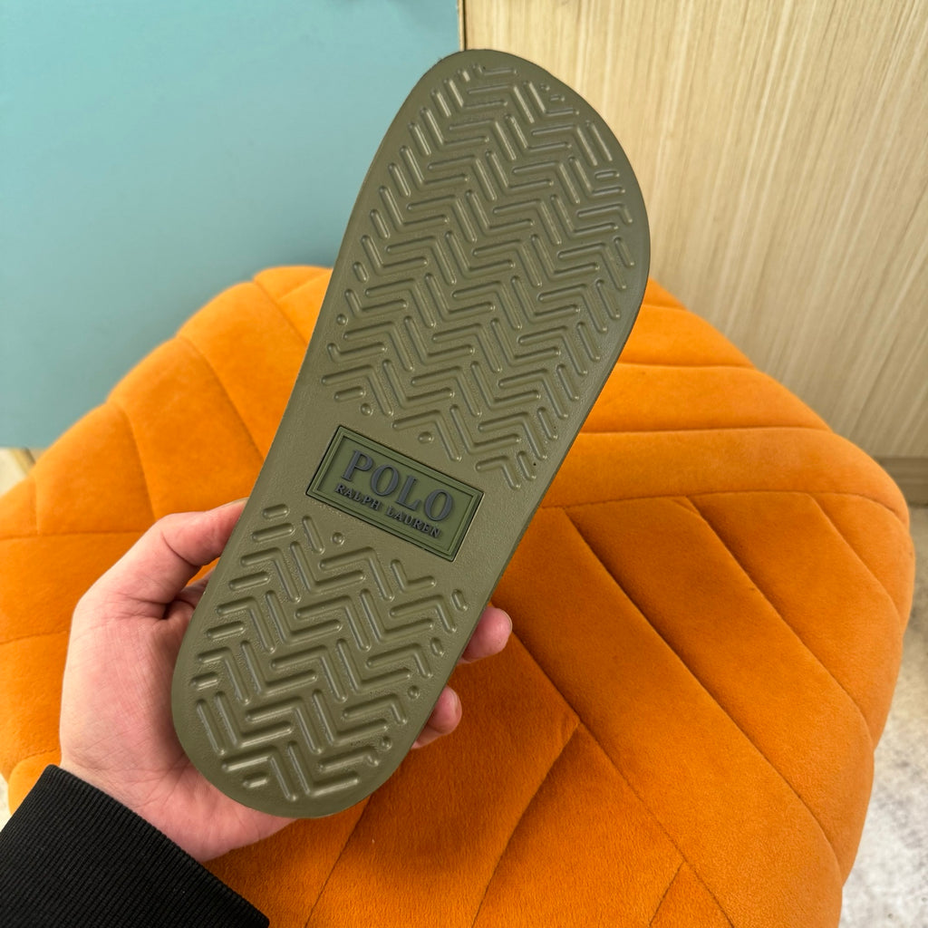 Olive Green Slide Sandals with Embossed Logo - Product image 7