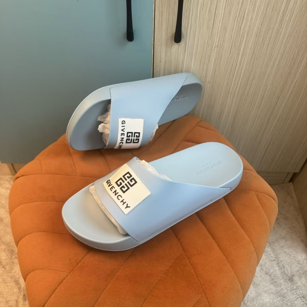 Light Blue Slide-On Slippers with Thick Sole