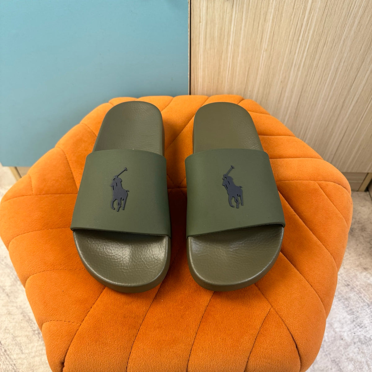 Olive Green Slide Sandals with Embossed Logo - Product image 8