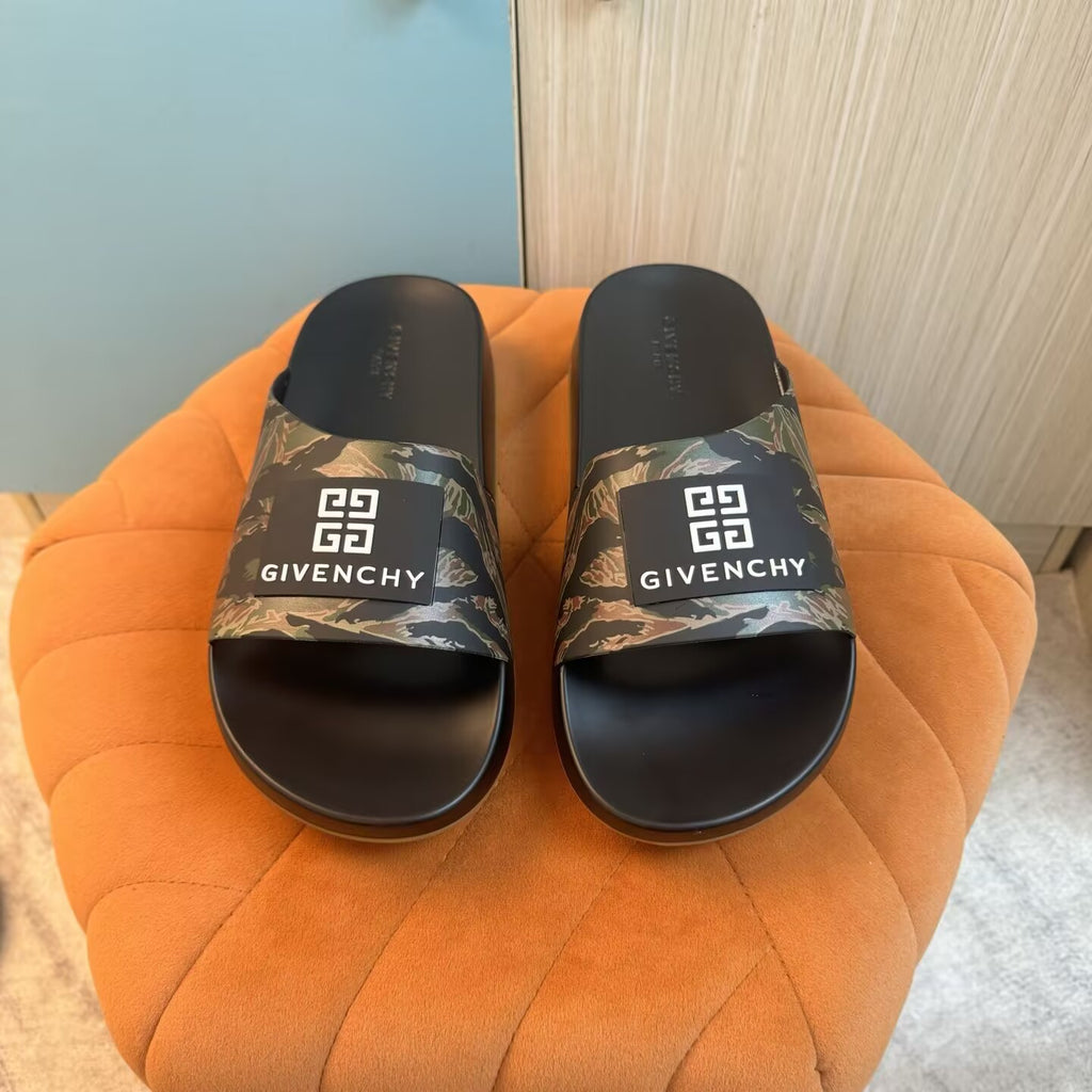 Camouflage Slide Sandals with Embossed Sole - Back view