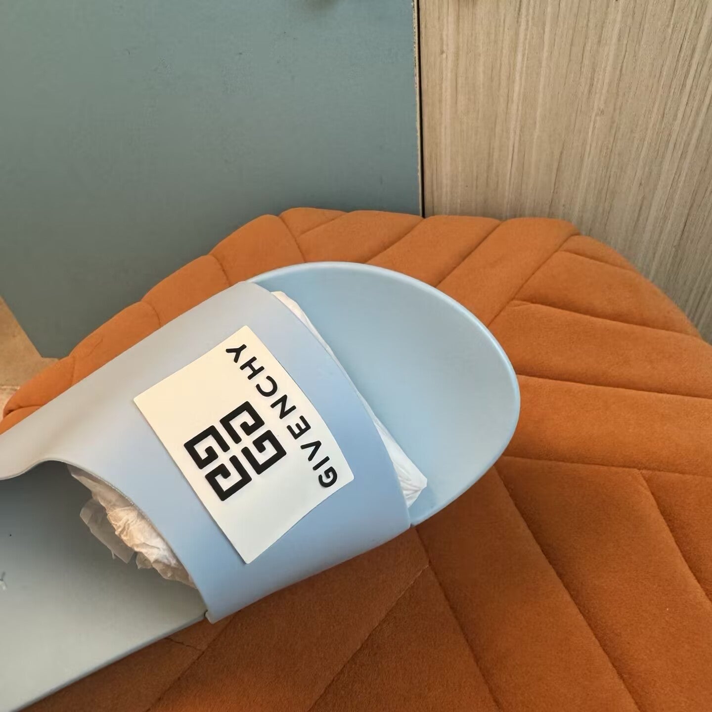 Light Blue Slide-On Slippers with Thick Sole