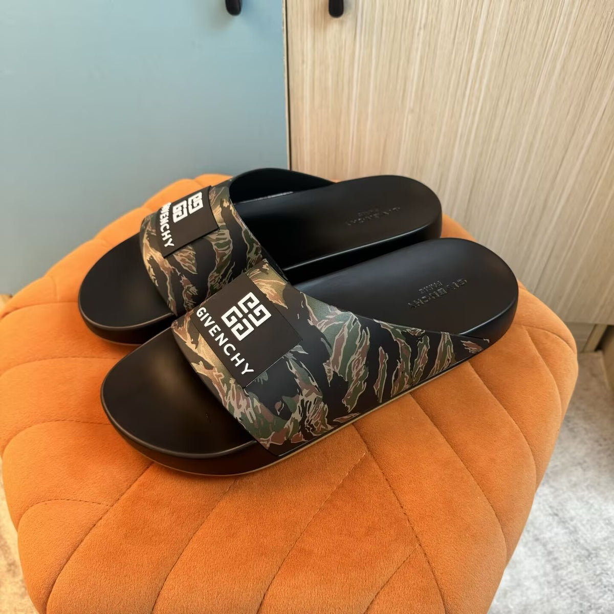 Camouflage Slide Sandals with Embossed Sole - Outsole view