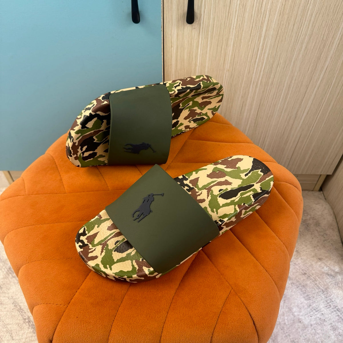 Camouflage Slide Sandals with Patterned Upper - Back view