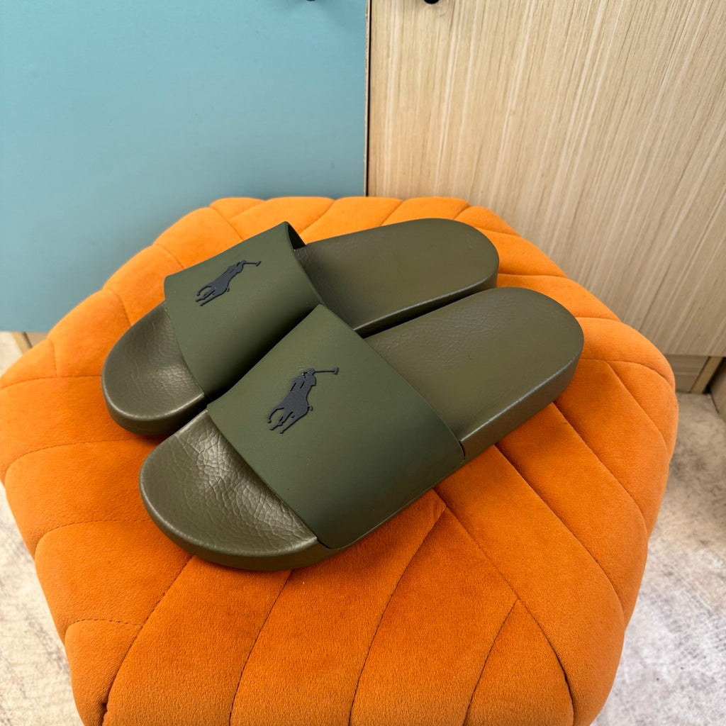 Olive Green Slide Sandals with Embossed Logo - Product image 9