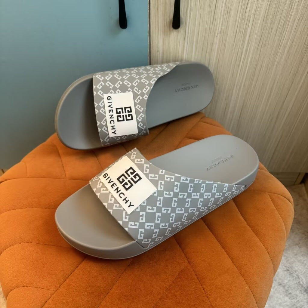 Gray Slide-On Slippers with Patterned Strap - Product image 8