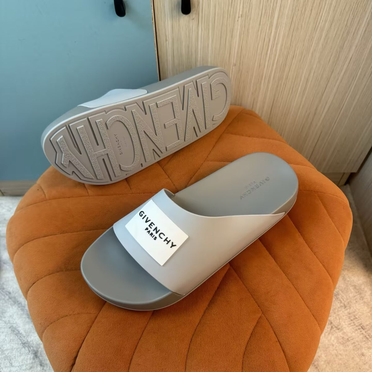 Gray Slide Sandals with Orange Accent - Product image 8