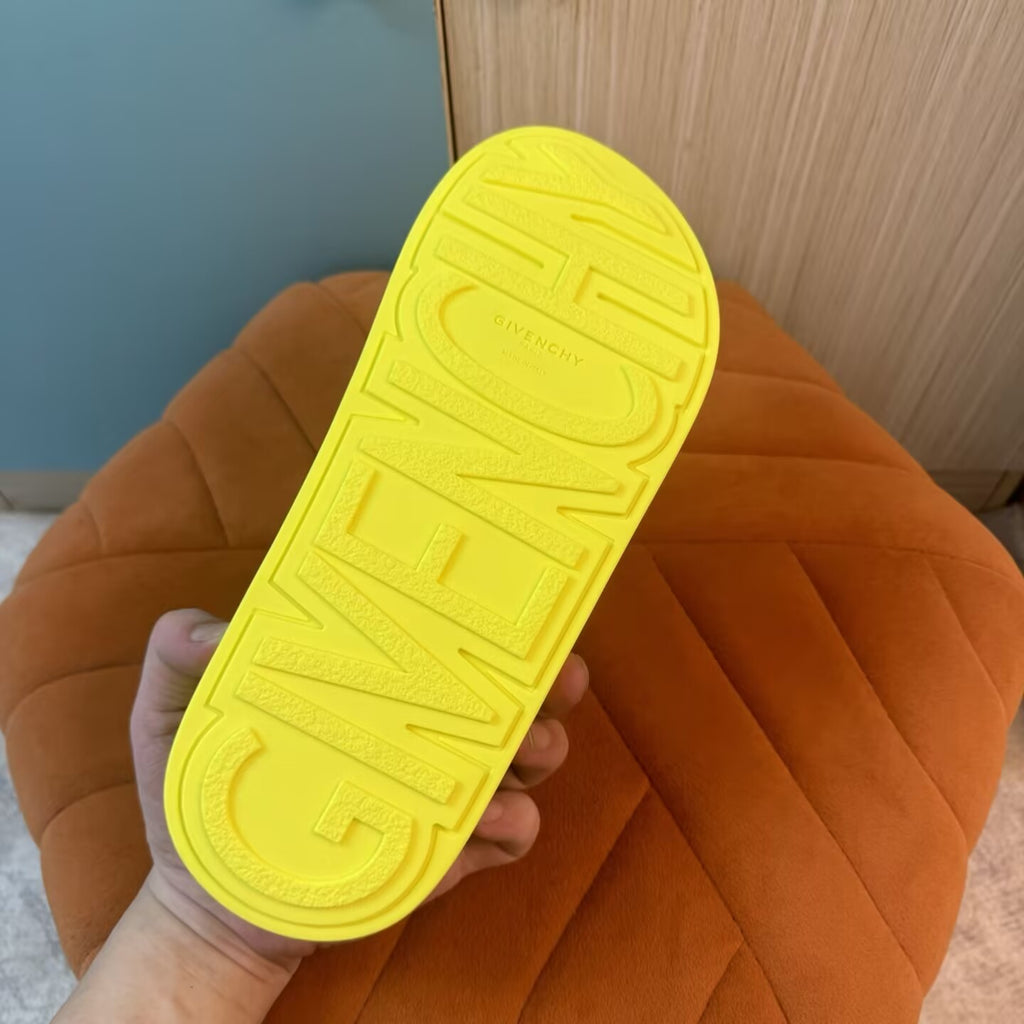 Yellow Open-Toe Slippers with Patterned Strap - Outsole view