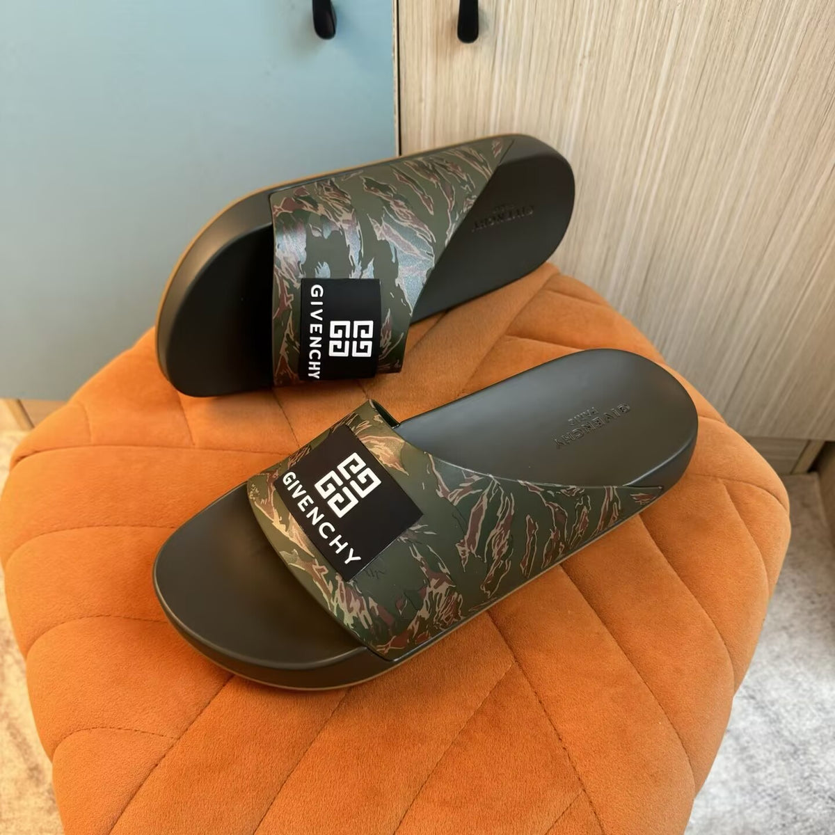 Olive Green Camouflage Slide Sandals with Black Strap - Product image 7