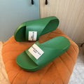 Green Single-Strap Slippers with Chunky Sole - Right side view