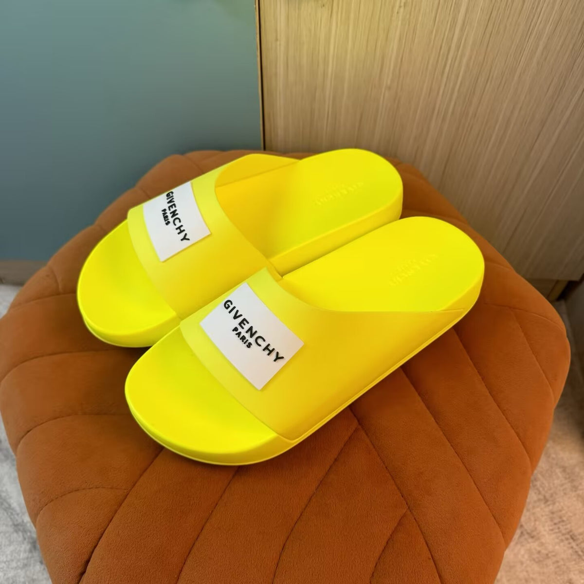 Yellow Slide Slippers with Strap - Main view