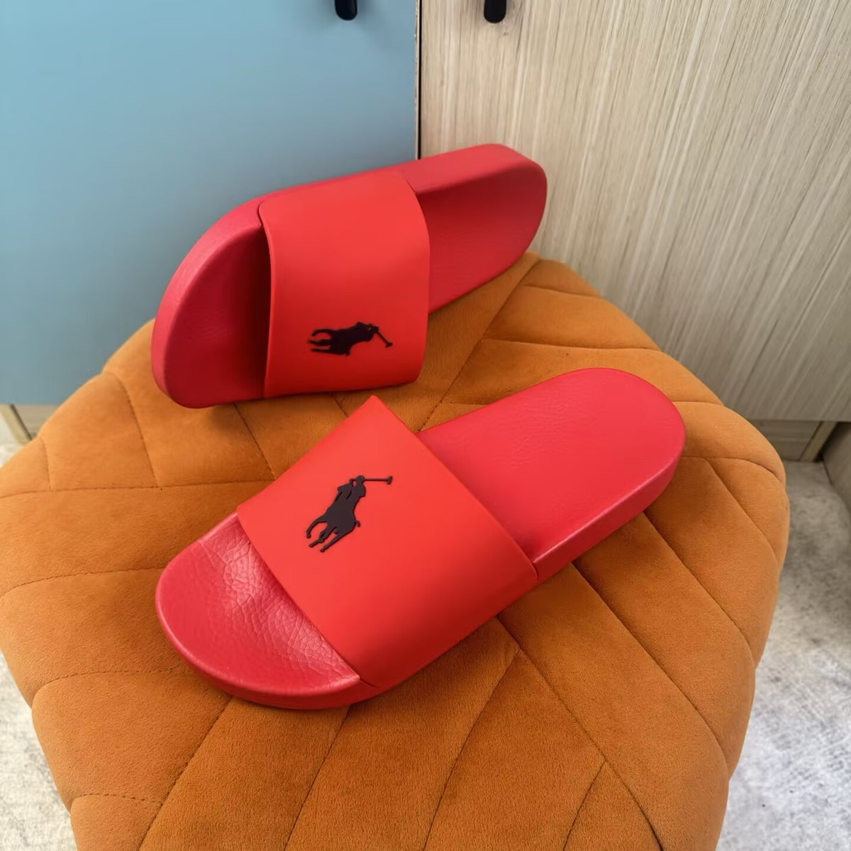 Red Slide Sandals with Embossed Logo - Product image 8